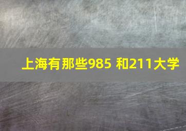 上海有那些985 和211大学